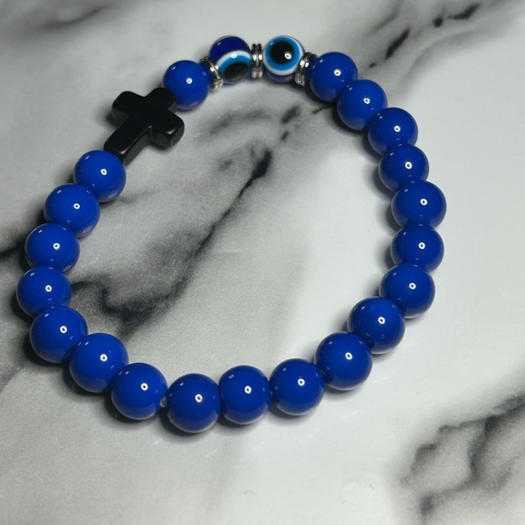 Blue Protection Cross Bracelet - Picture 2 of 3